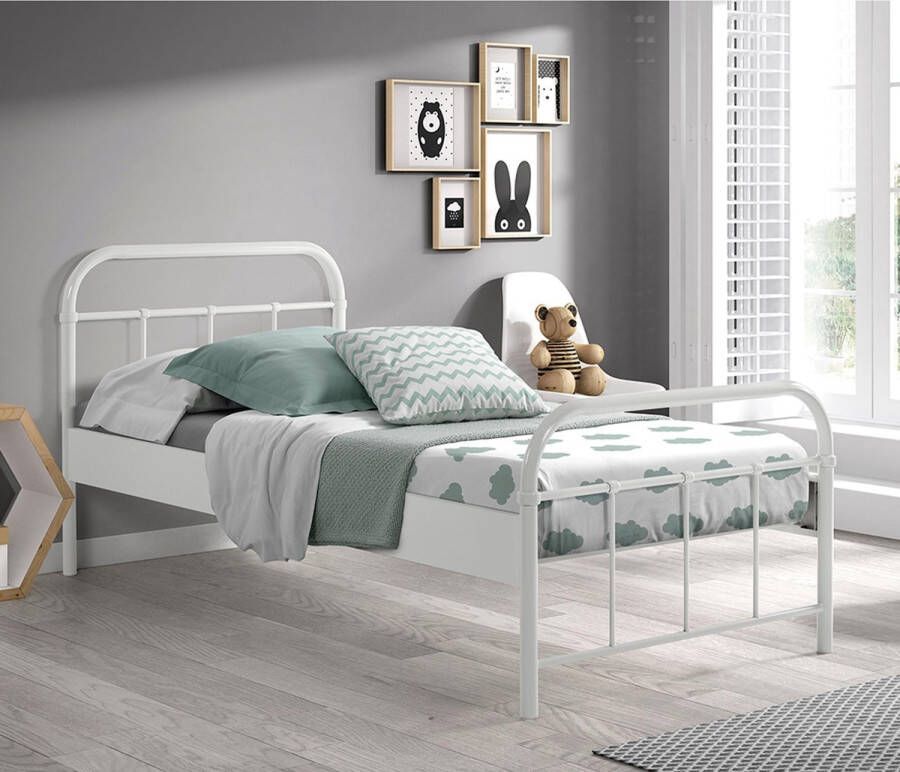 1-Persoonsbed Ivy Wit Metaal Hoogte 94 cm