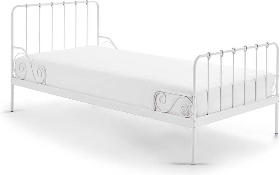 1-Persoonsbed Mees Wit Metaal Hoogte 95 cm