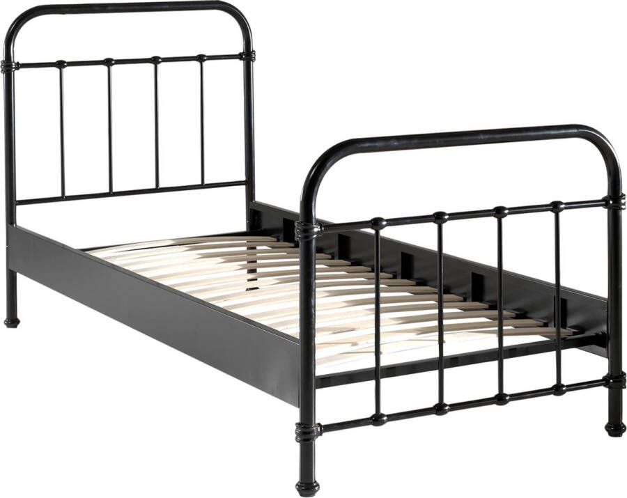 1-Persoonsbed Sam Zwart Metaal Hoogte 112 cm