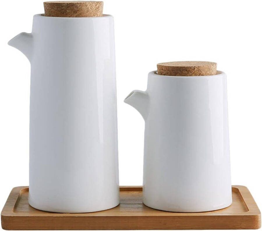 1 set keramische oliedispenser olijfolie fles sojasaus azijn menage vloeibare kruiden opslag glas voor keuken