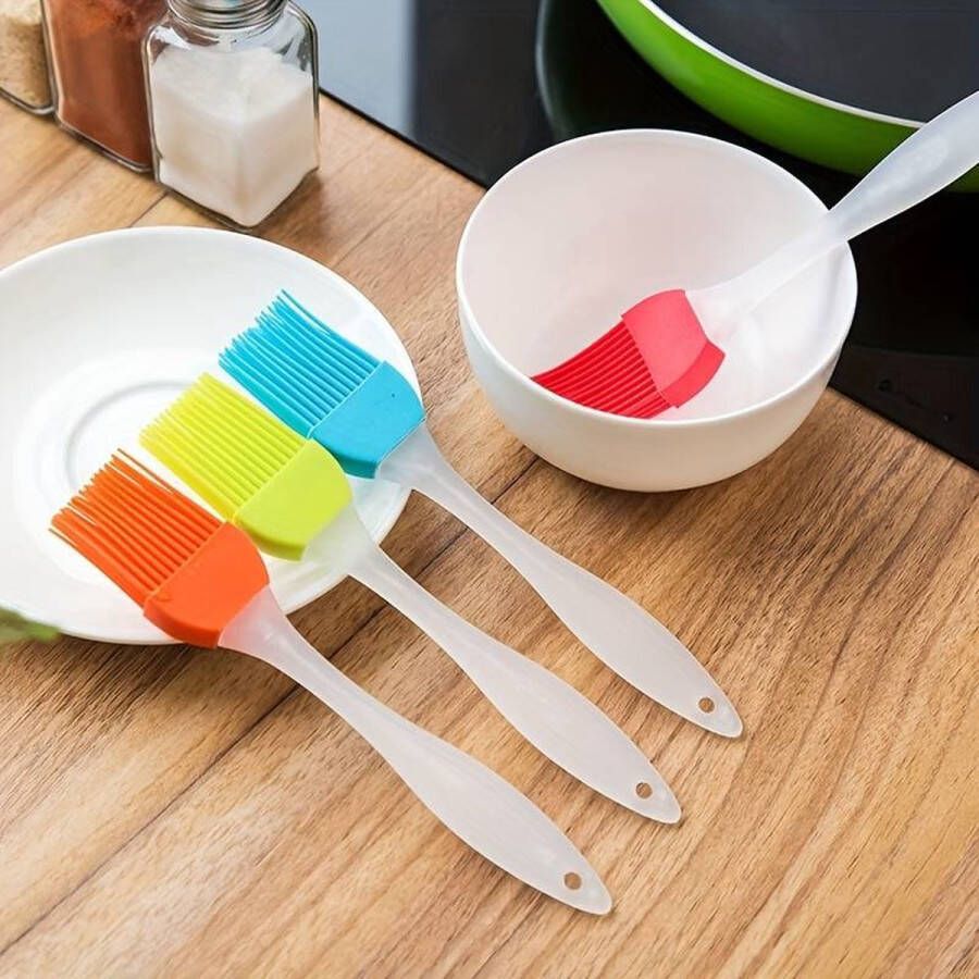 Merkloos Sans marque 1 Stuk Handige Bakkwast Geel Groen Rood Paars Blauw Roze Boterborstel Siliconen Olieborstel Bakvorm Invetten Boterkwast BBQ borstel Olieborsteltjes Insmeerborstel Keukengerei BBQ borstel Vlees insmeren