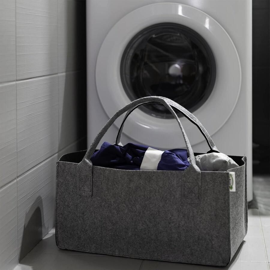 1 stuk vilten tas voor boodschappentas haardhouttas haardhoutmand vilt krantenstandaard krantenmand (grijs zwart)