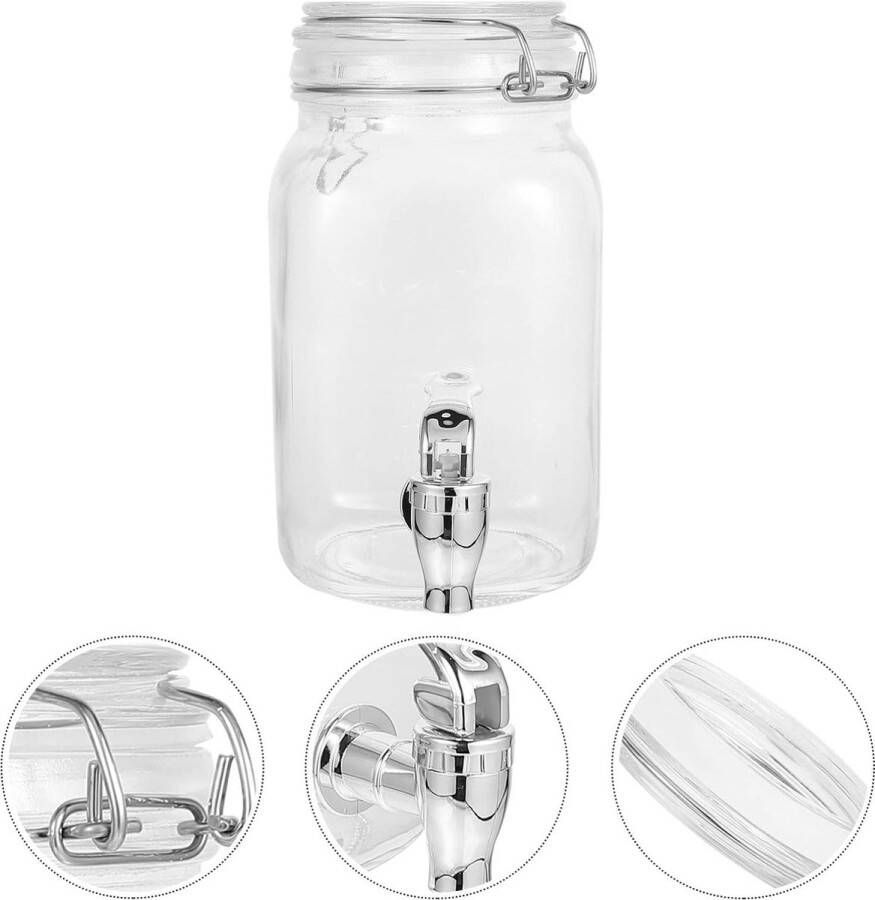 1 stuks 1 liter drankdispenser glas waterdispenser sapdispenser met tapkraan en deksel glazen kan dispenser voor koude dranken bar feest thuis transparant