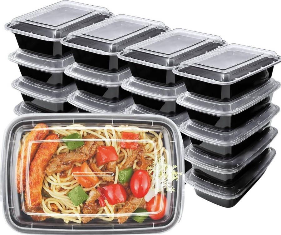 1 vak maaltijdprep container met 20 stuks 1000 ml premium herbruikbare BPA-vrije lunchbox met deksel magnetron vriezer vaatwasmachinebestendig