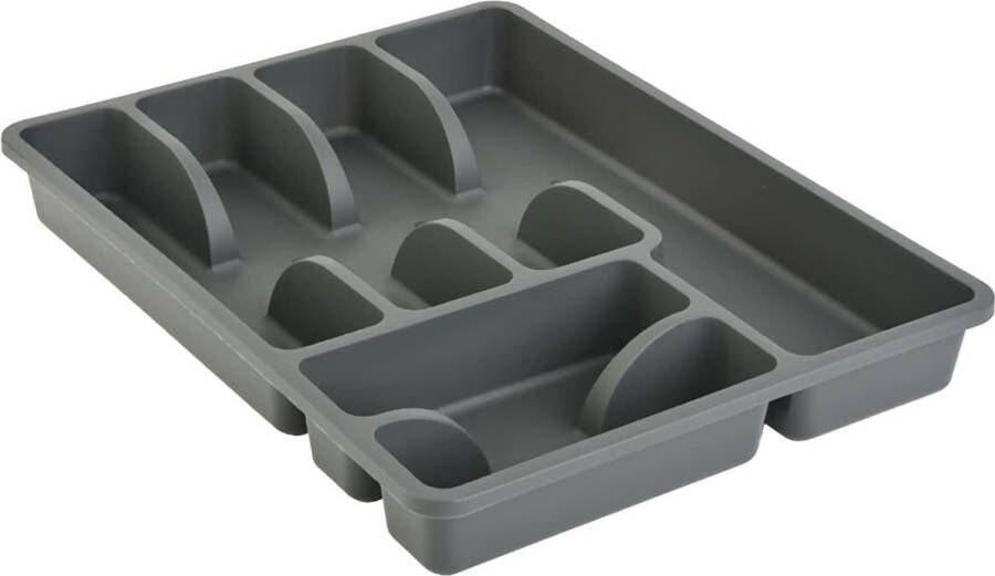 1 x bestekbak bestekmand met 6 vakken kunststof BPA-vrij antraciet afmetingen: 38 x 29 x 5 cm