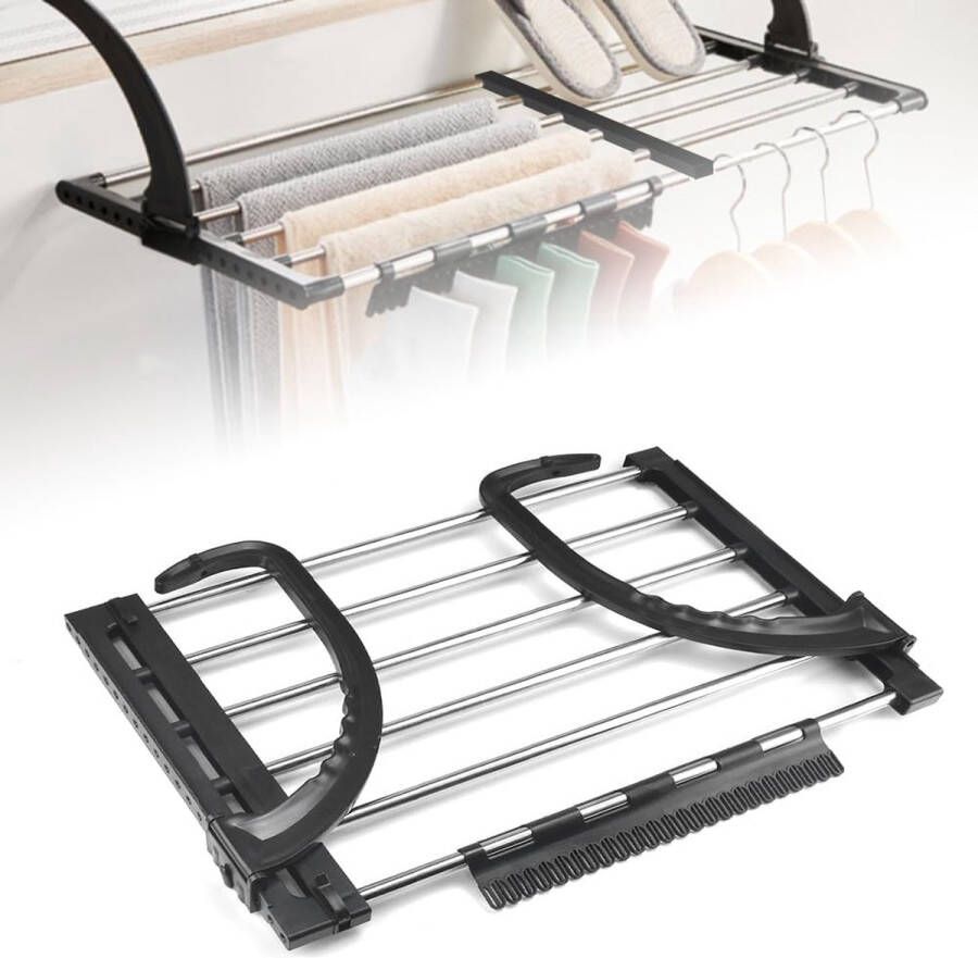 1 x Radiator-wasdroger Roestvrijstalen wasdroger Verwarming 51-95 cm Balkon-wasdroger Uitschuifbare kleerhanger Balkon-hangende wasdroger Opvouwbare radiatordroger voor sokken