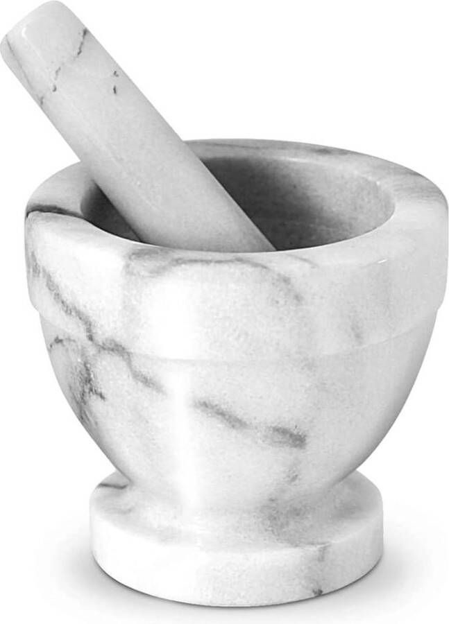 10 cm marmeren vijzel met stamper wit grijs