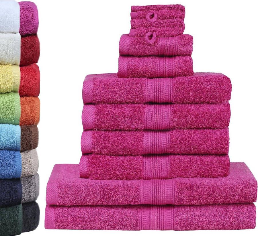 10-delige badstof handdoekenset met verschillende maten 4 x handdoeken 2 x douchedoeken 2 x gastendoekjes 2 x washandjes premium kwaliteit