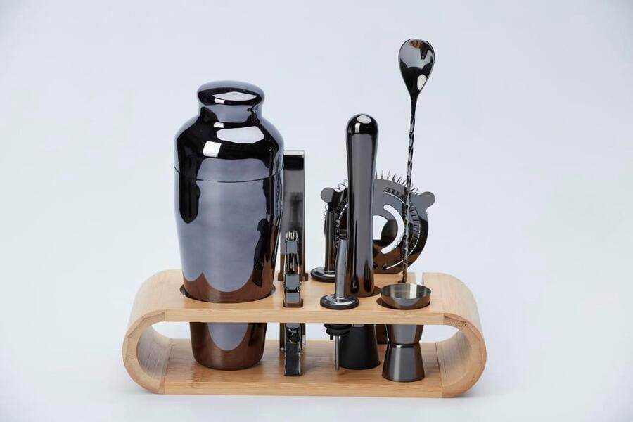 10-delige Cocktail Shaker Set Roestvrij Staal Met Shaker Bartending en Cocktailkit voor thuisbar Black