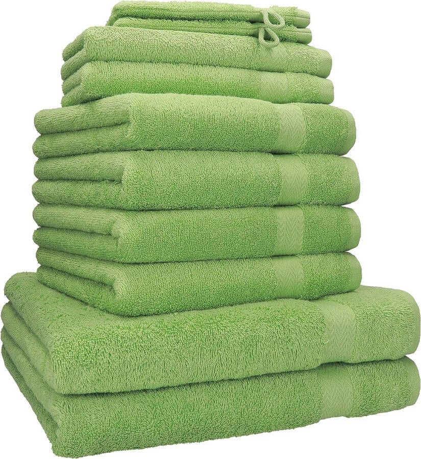 10-delige handdoekenset in 100% eersteklas katoen; twee douchehanddoeken vier handdoeken twee gastendoekjes twee washandjes