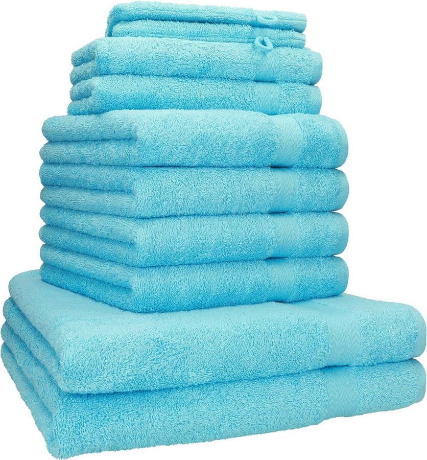 10-delige handdoekenset in 100% eersteklas katoen; twee douchehanddoeken vier handdoeken twee gastendoekjes twee washandjes