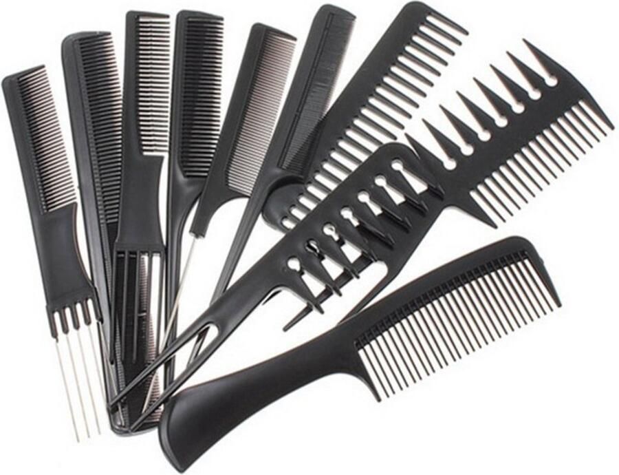 10 delige kammen set in etui Haar styling Toupeerkam Grove Fijne kam etc.-Voor mannen-Kapperskam voor vrouwen-Professionele antistatische barperkam-Haarkam-Kappersaccessoires voor salon