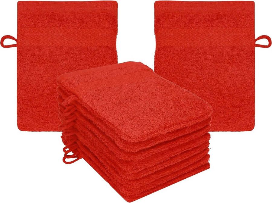 10-delige set washandjes Premium rood Maat: 16 x 21 cm