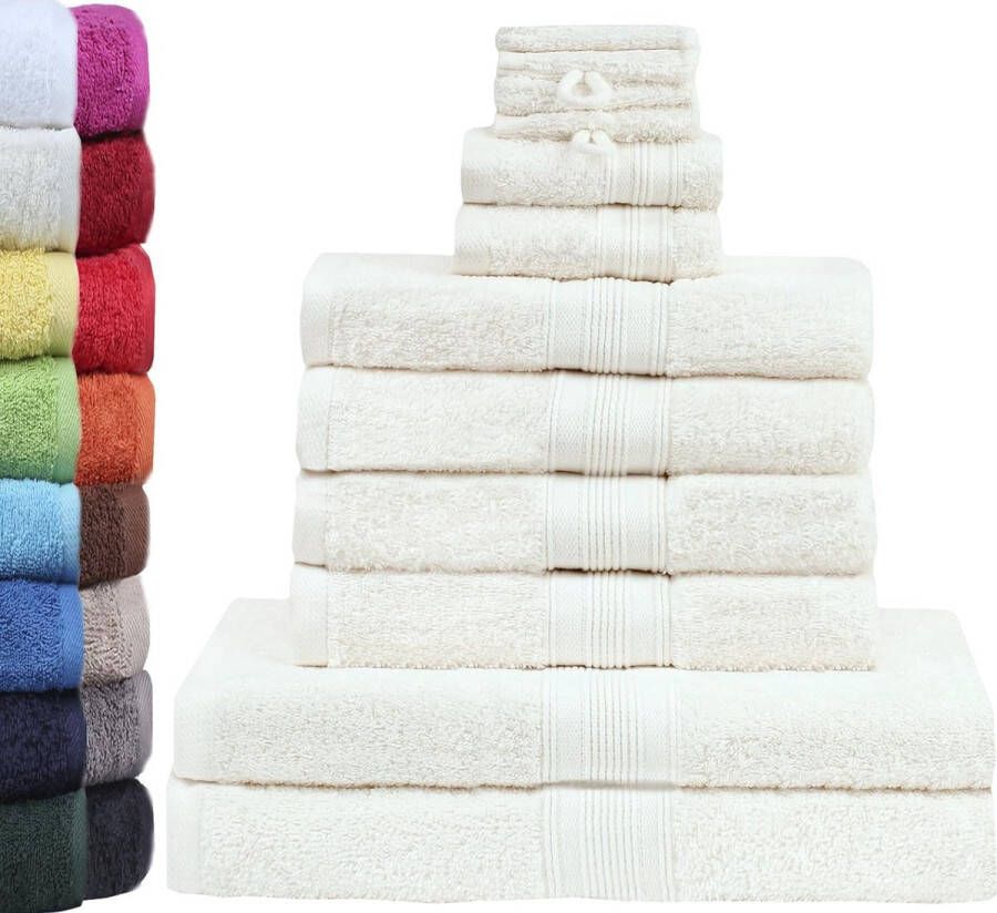 10-deligeHanddoekenset badtextiel in verschillende maten 4x handdoeken 2x douchehanddoeken 2x gastendoekjes 2x washandjes premium kwaliteit