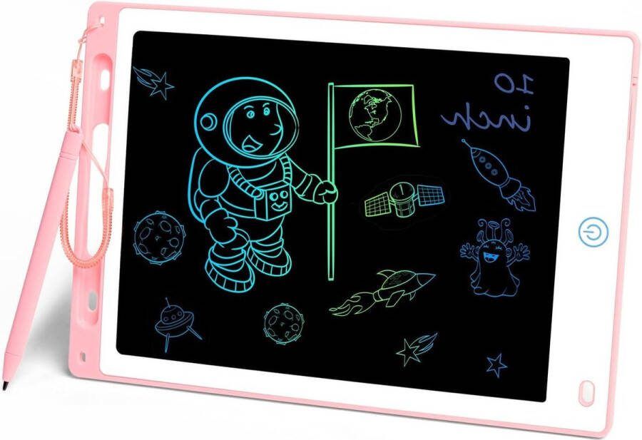 10 Inch LCD-schrijftablet Heldere Kleurrijke Elektronische Tekentafel Grafische Tablets Doodle Pad met Afsluitbare Wis Knop Wisbare Schrijftablet voor Kinderen Roze Tekenbord