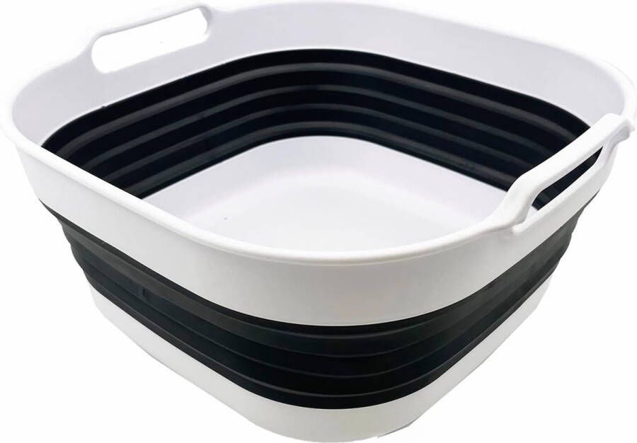 10 l inklapbare kunststof spoelpan opvouwbare wastafel draagbare afwasbak ruimtebesparende keukenplank (wit kolenzwart)