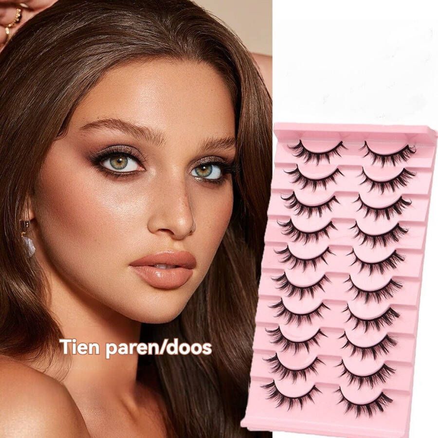 10 paar Nepwimpers set valse wimpers driedimensionaal effect nieuwste mode -Stijl met kriskras bevedering en krul-15 mm extra lang