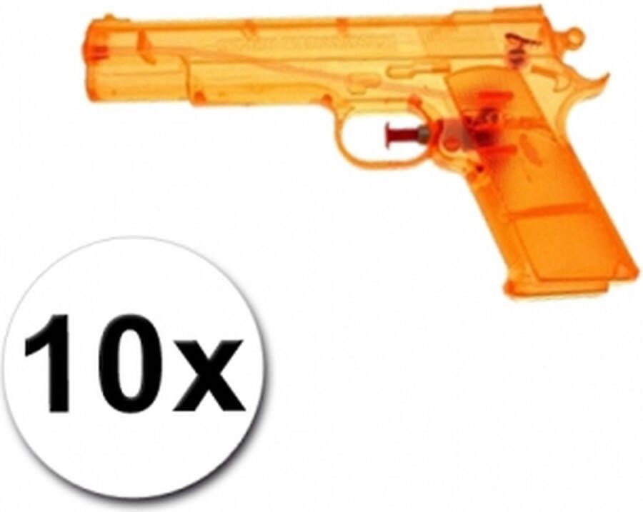 Merkloos 10 speelgoed waterpistolen oranje 20 cm Waterpistolen