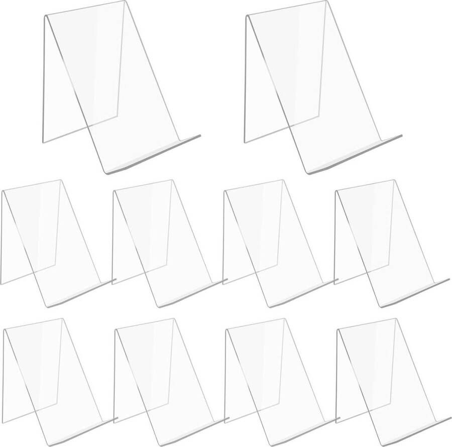 10 stuks acryl boekensteun transparant 13 x 115 x 10 cm schuine standaard brochurehouder book stand