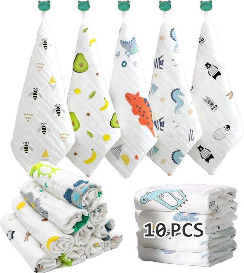 10 stuks babymousseline washandjes babybadhanddoeken zachte pasgeboren babygezichtsdoekjes multifunctionele natuurlijke katoenen babydoekjes 30 cm * 30 cm