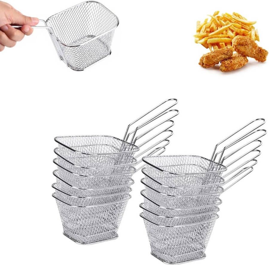10 stuks frietmandjes frietmandje rond 304 frituurmand voor pot frituurmand roestvrij staal mini-frietmandje voor friet gebakken kip uienringen garnalen