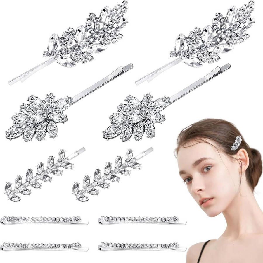 10 stuks haarspelden strass-haarspelden elegante haarspelden voor dames bruid haarspelden voor meisjes bruidsmeisje (zilver)