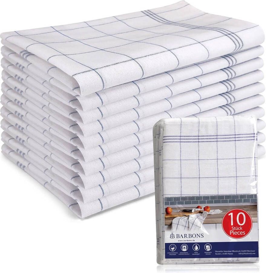 10 stuks katoenen theedoeken 47 x 68 cm Oeko-Tex-gecertificeerd keukendoeken theedoeken keukenhanddoeken theedoeken vaatdoeken droogdoeken (10 stuks blauw)