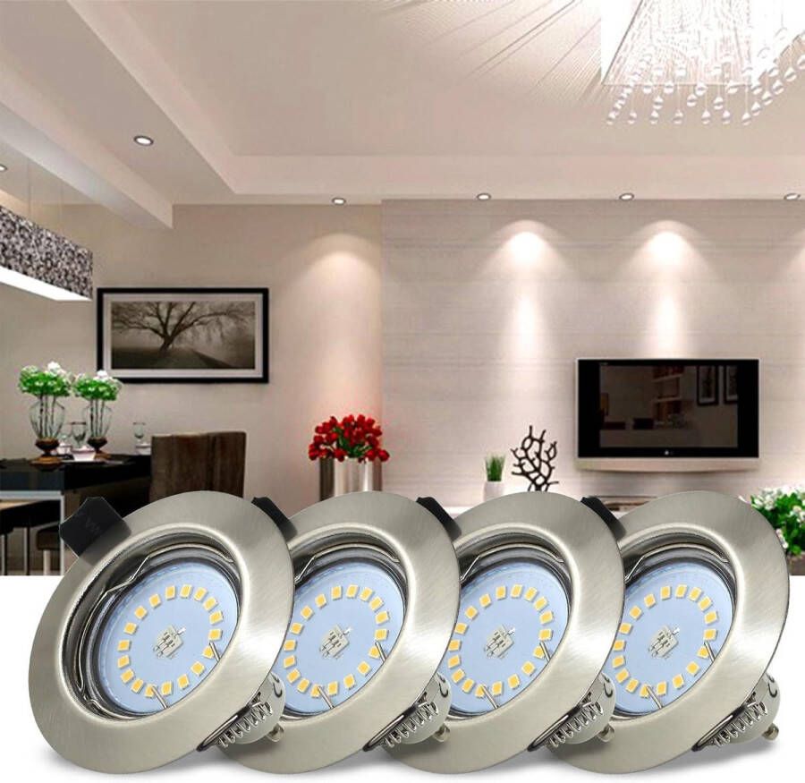 10 stuks led-inbouwspots 230 V set GU10 spots 5 W neutraal wit energiebesparende inbouwspots 68 mm inbouwverlichting rond vaste plafondspots met fitting