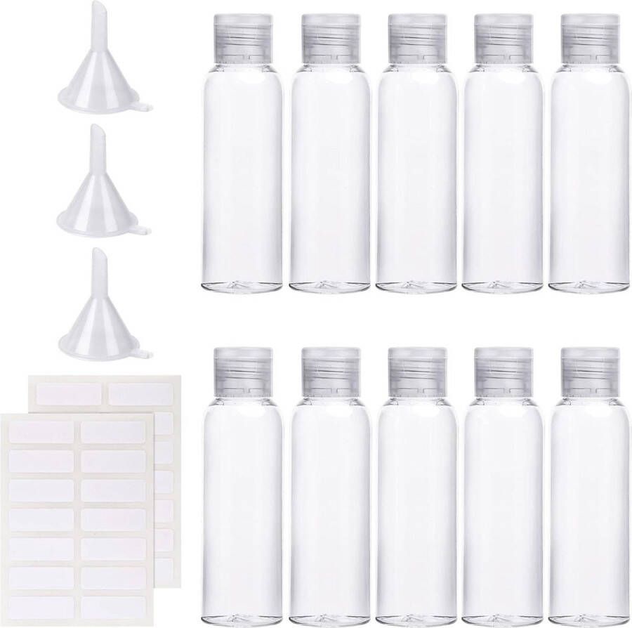 10 stuks lege reisflesjes met flip-cap-flessen cosmetische flessen voor op reis transparant 100ml reisflesjes handbagage