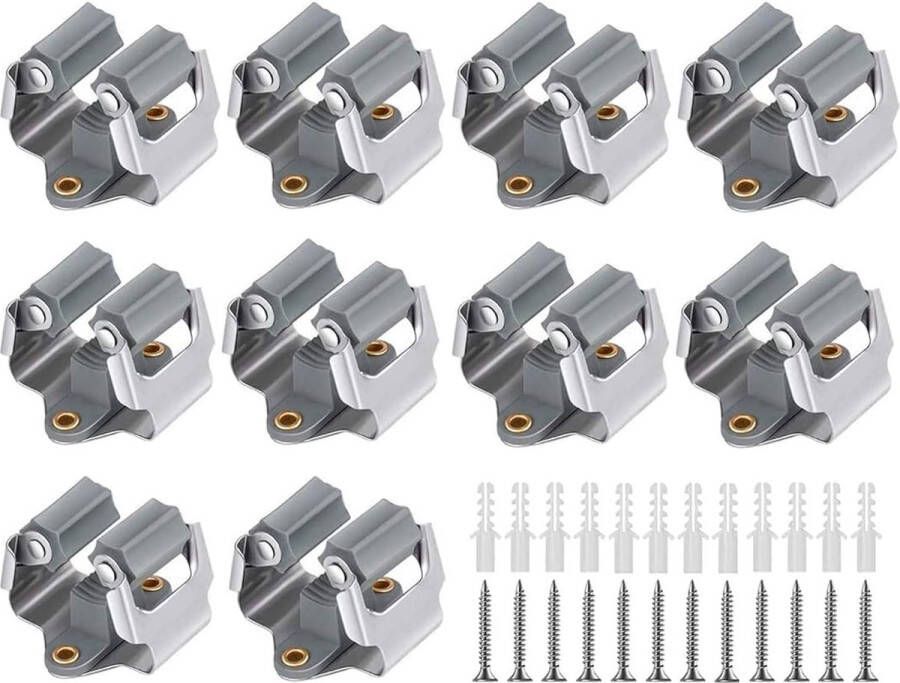 10 stuks mophouder wandmontage bezemhouder gereedschapshouder deal voor dweilbezemorganisatie bezemhouder muurhouder voor het opbergen van tuingereedschap bezemhouder muur (grijs)