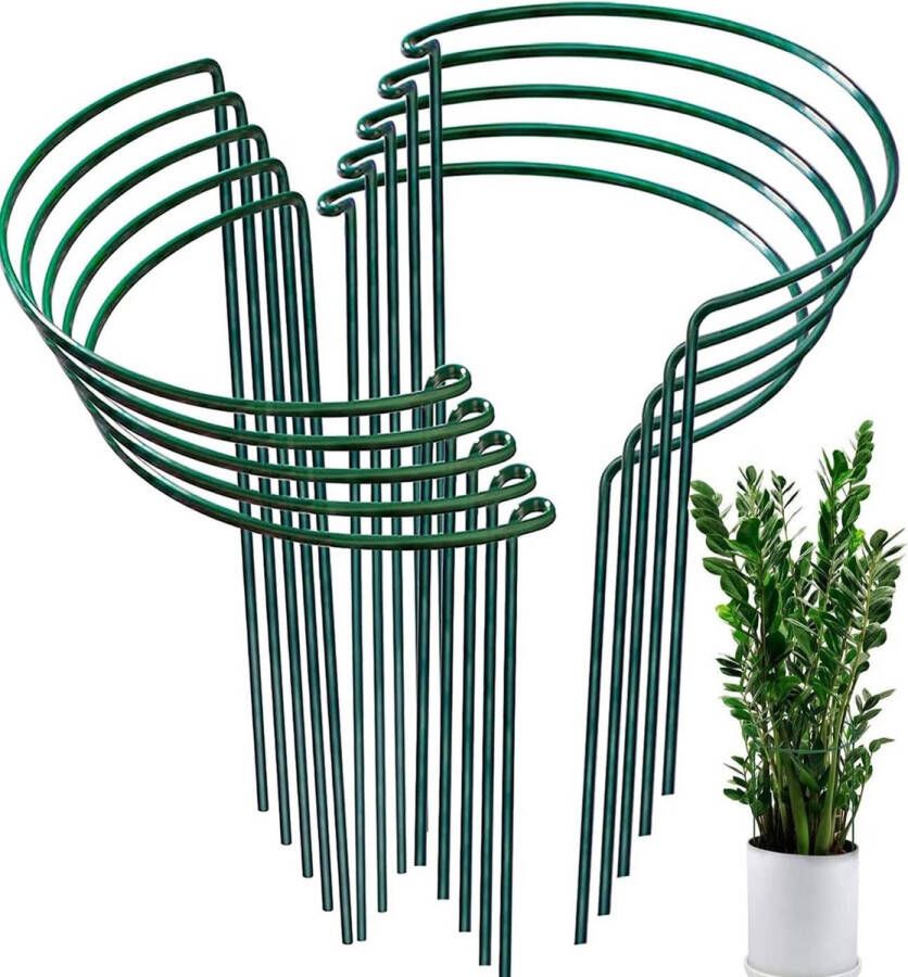 AMZMUKAUP Pack of 10 Plant Supports for the Garden Metal Semicircular Garden Plant Holder Flower Support Plant Support for Potted Plants Tomatoes Vegetables Rose Peony (20 x 35 cm)