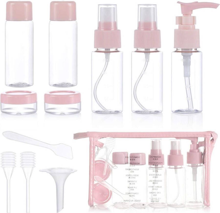 10 stuks reisflessenset cosmetische schoonheidsset draagbare toiletartikelen transparante accessoires vloeibare containers reisflesjes handbagage
