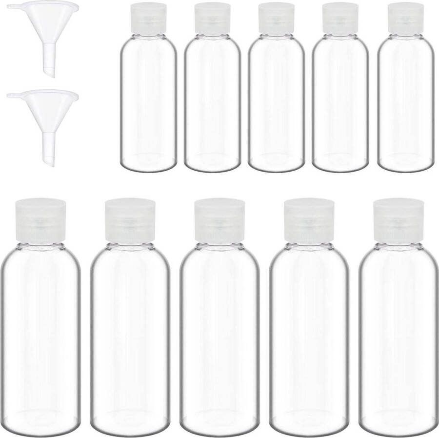 10 stuks reisflessenset lekvrije transparante kunststof flessen navulbaar met trechters lotionshampoo 50 ml & 100 ml reisflesjes handbagage