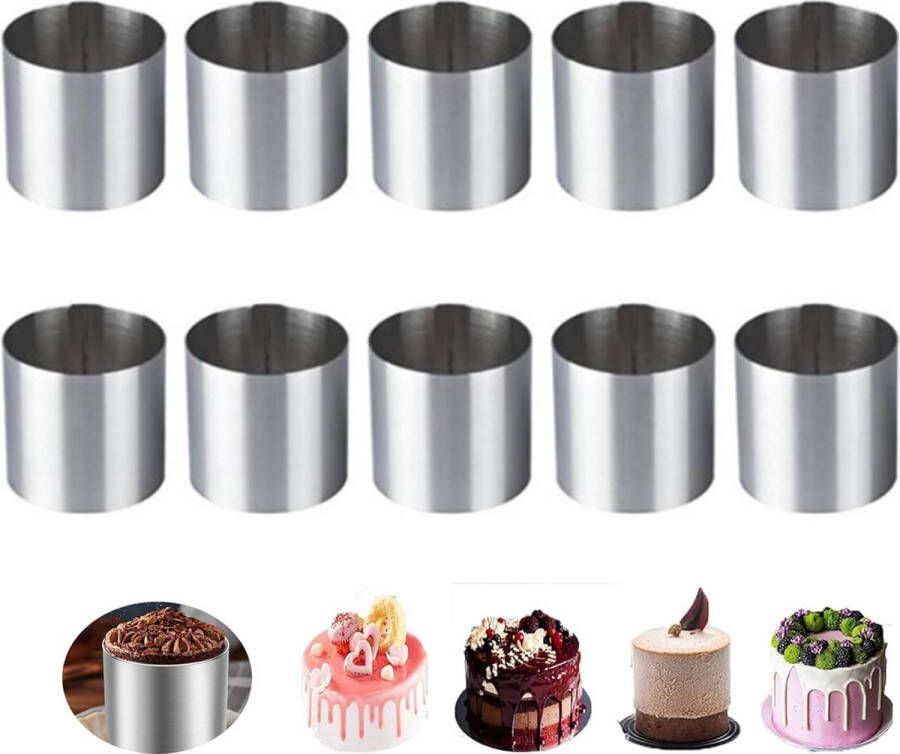 10 stuks roestvrijstalen mousse ringen ronde koekjessnijders cakevorm keuken bakken gebak gereedschap voor taart fondant enz