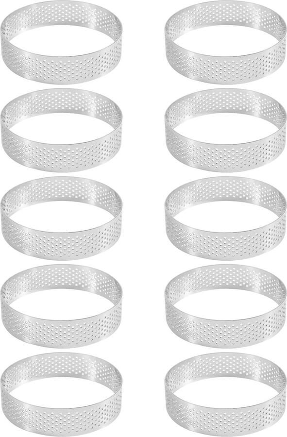 10 stuks ronde roestvrijstalen taartring torentaart cakevorm bakgereedschap geperforeerde cakemousse ring 8 cm