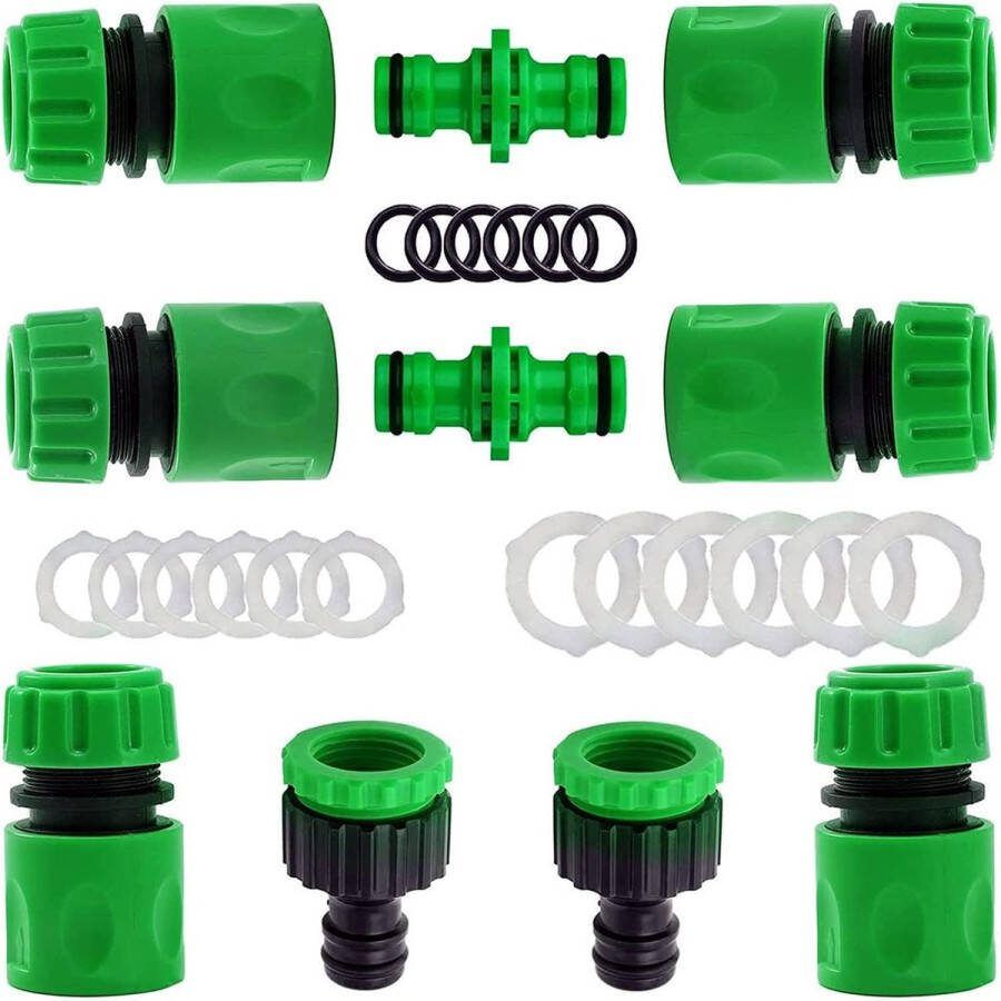10 stuks slangkoppeling tuinslang accessoires 1 2 inch slangaansluiting set met slangconnector 1 2 inch tweewegkoppeling 2-in-1 kraanaansluiting voor tuinslang snelle aansluiting