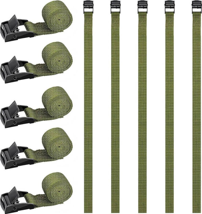 10 stuks spanbanden kort 50 cm bevestigingsriemen spanbanden fietsendrager kleine spanbanden legergroene sjorbanden met klemsluiting voor fiets steekwagen motorfiets bagage