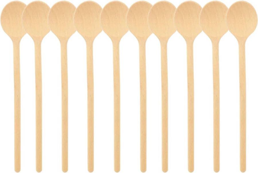10 x ronde merk-kooklepel van hout 30 cm kooklepel voor koken en bakken