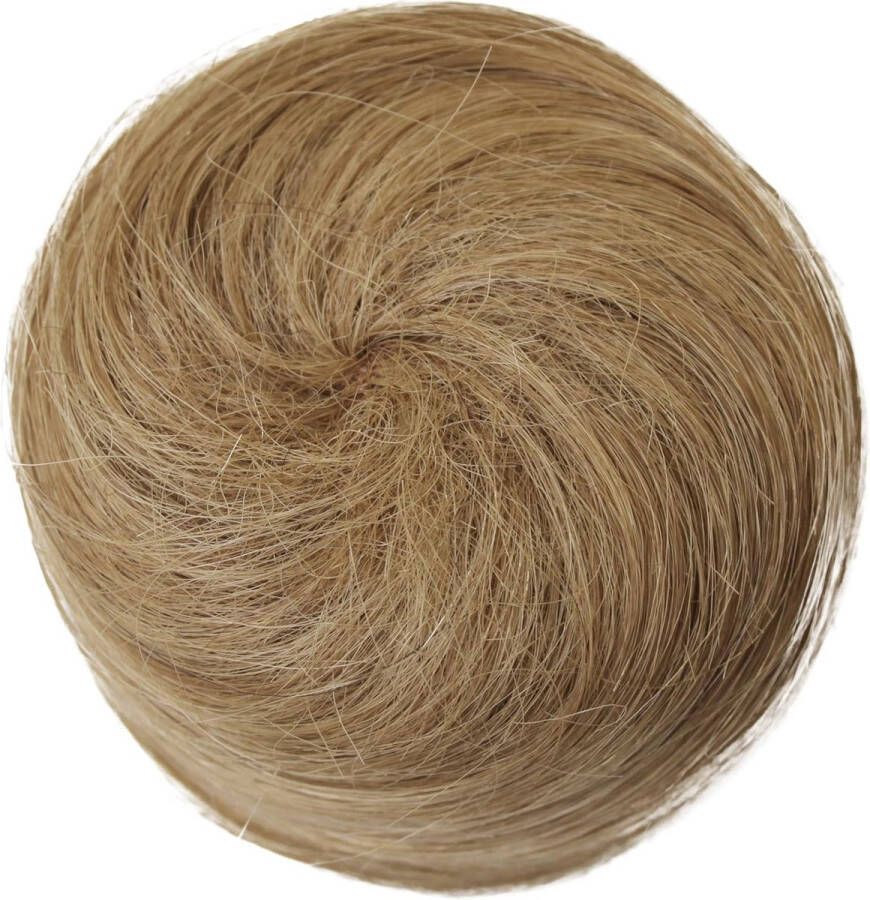 100% ECHT HAAR Knot Opsteekkapsels Haarstukje Haarbroodje Hepburn Knotje Haarelastiekje Honingblond H311m
