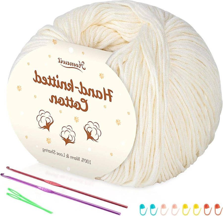 100% Katoen 6 Pack Beige Garen voor Baby Super Zacht 1.7oz (50g) 2 Metalen Haaknaalden DIY Breien