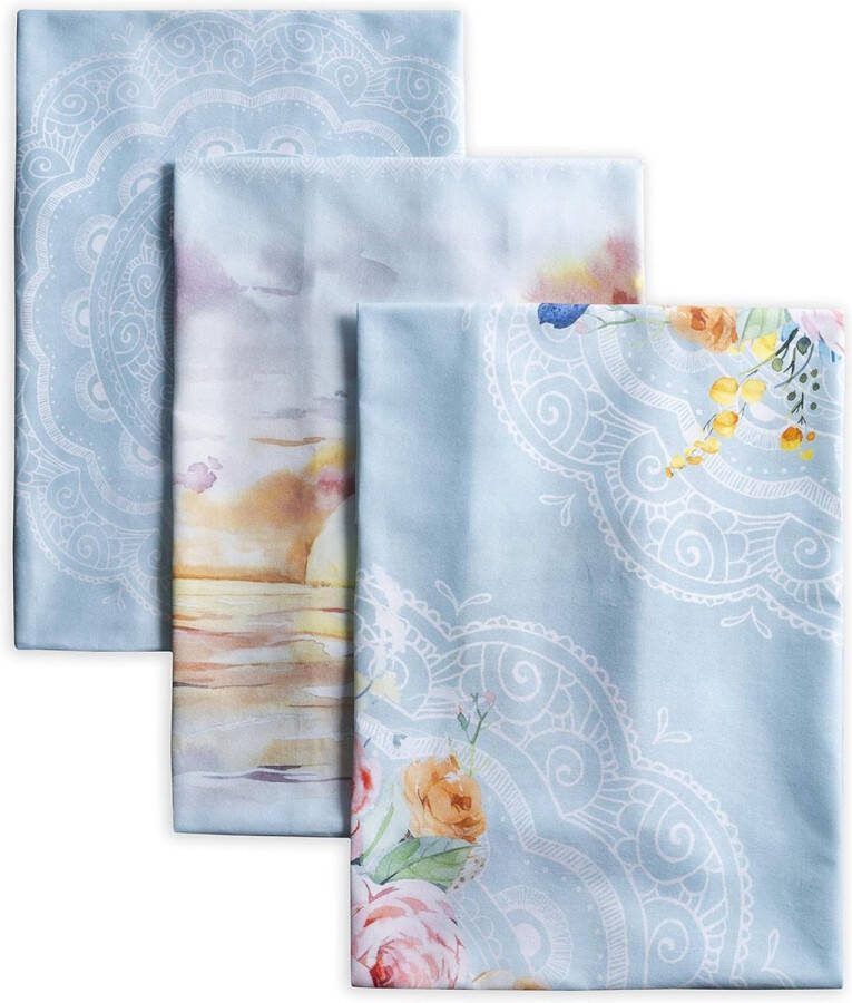 100% katoen set van 3 multifunctionele keukenhanddoeken barhanddoeken lente zomer (50 cm x 70 cm)