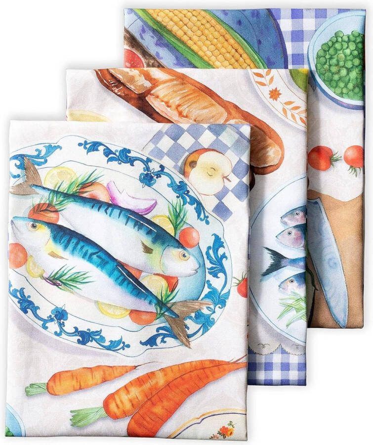 100% katoenen multifunctionele keukendoeken voor keuken vakantie diner set van 3