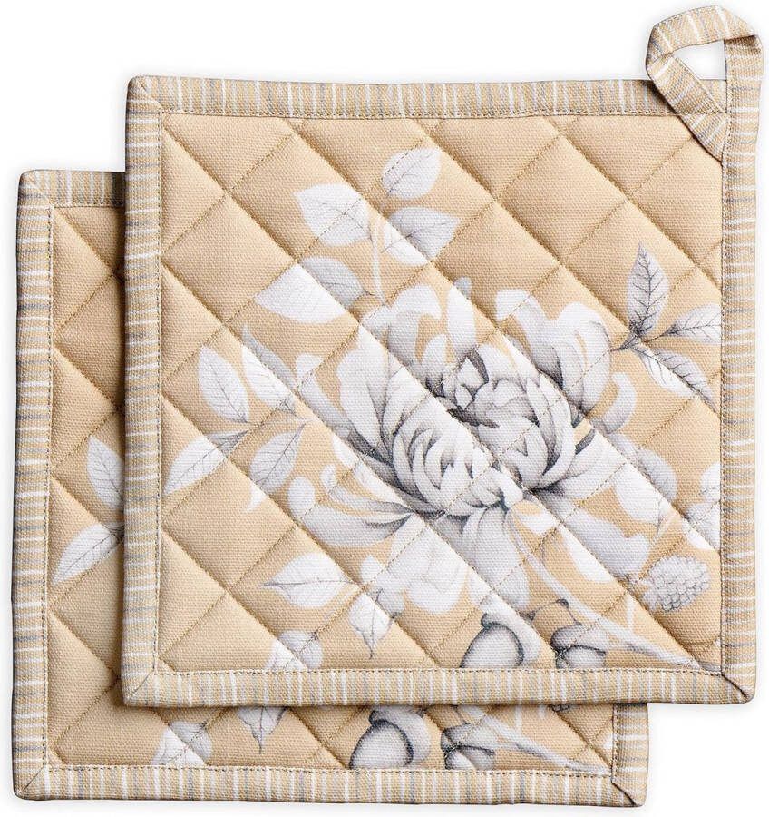 100% katoenen pannenlap met strik (20 cm x 20 cm) set van 2 pannenlappen voor Moederdagcadeaus bakken omgaan met hete pannen mooie herfst Thanksgiving Kerstmis