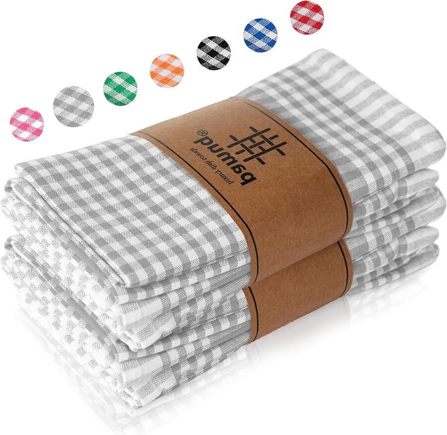 100% katoenen theedoeken grijs geruit set van 10 45x65cm met hanger keukendoeken keukenhanddoeken