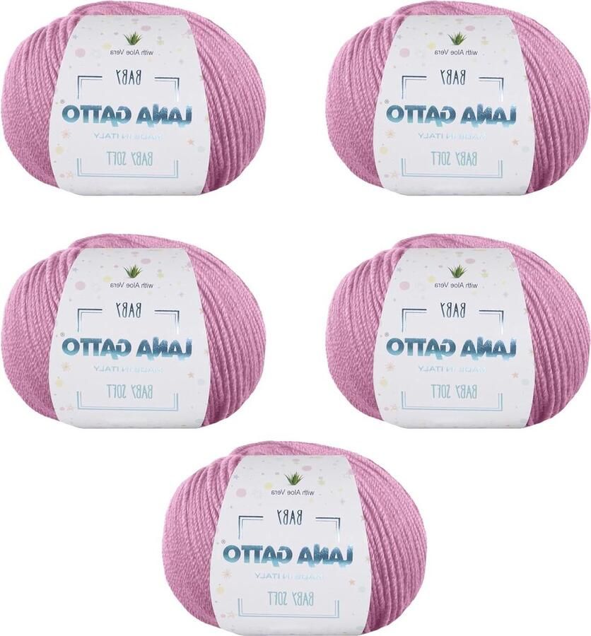 100% merinowol zacht breigaren met aloë vera voor baby's made in Italië (5 Roze 9409)