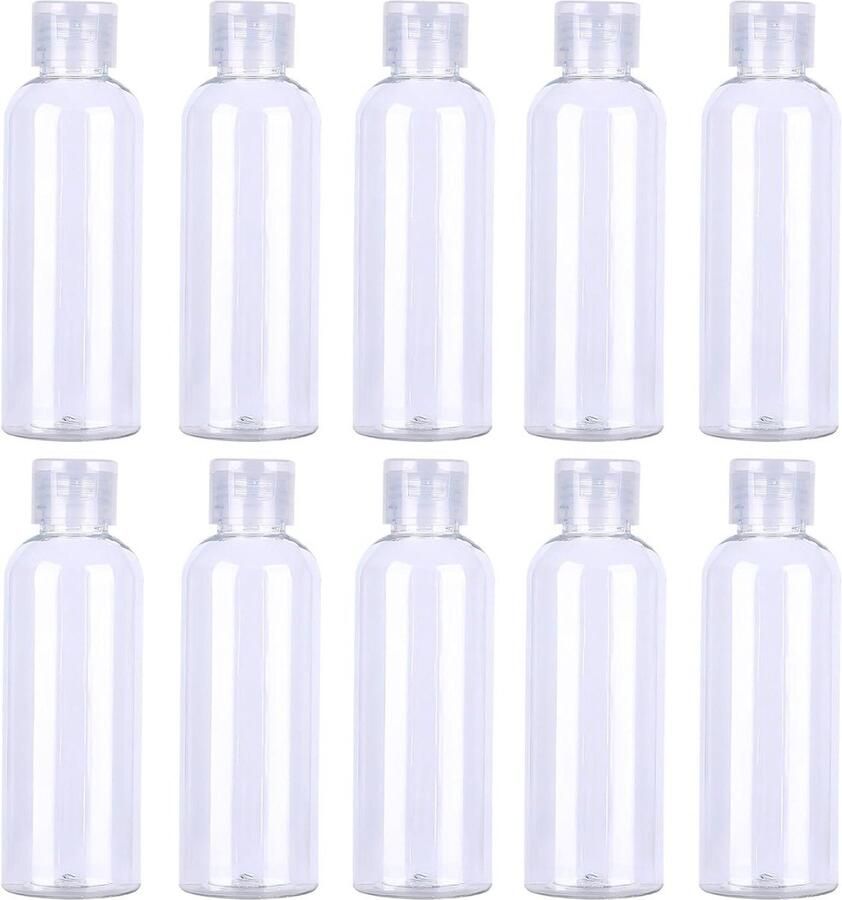 100 ml reisflessen set met flipdop 10 stuks lege dispenser plastic flessen cosmetica transparant reisflesjes 100ml
