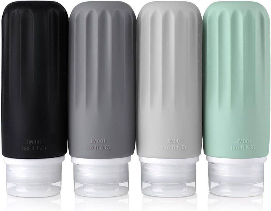100 ml reisflessen voor toiletartikelen 4-pack siliconen lekbestendige reiscontainers navulbare reisbenodigdheden voor shampoos en conditioner reisflesjes 100ml