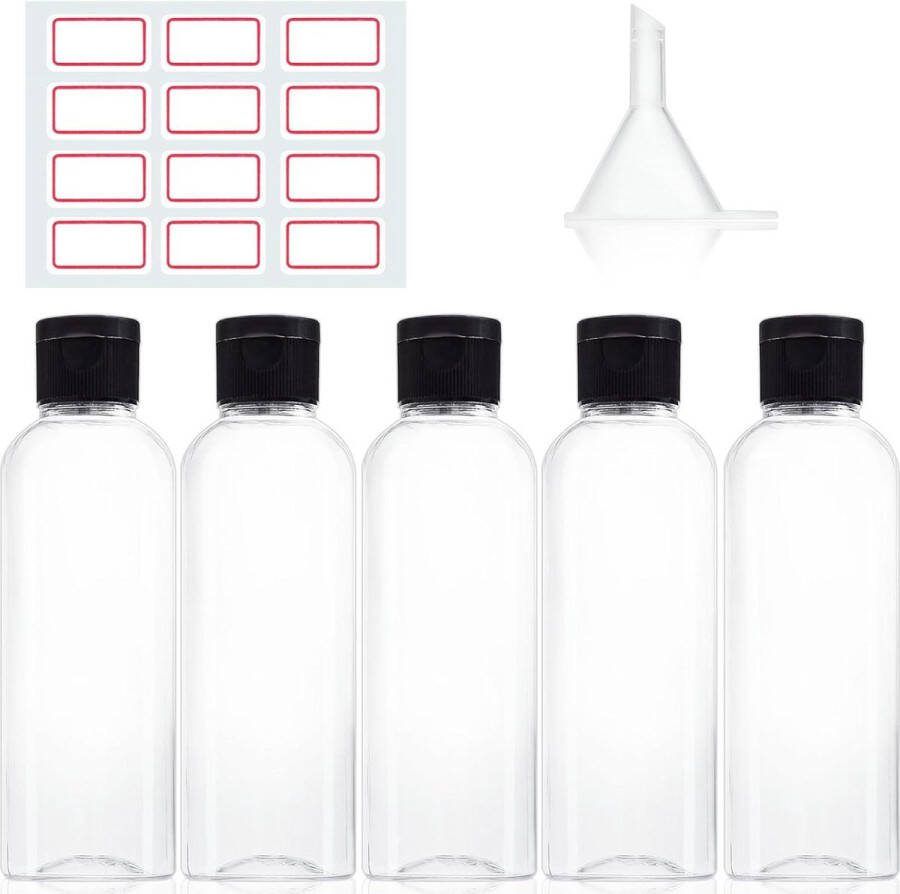 100 ml Reisflessenset Flipdop Plastic Transparant Cosmetica Douchegelcontainer 5 Stuks reisflesjes 100ml