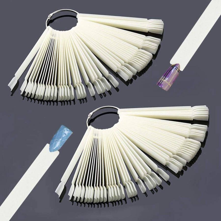 100 STKS Valse Nail Art Tips Nail Display Sticks Polish Gel Salon Display met Metalen Split Ring Kleur Swatch Sticks Gel Polish Praktijkgereedschap (Wit)