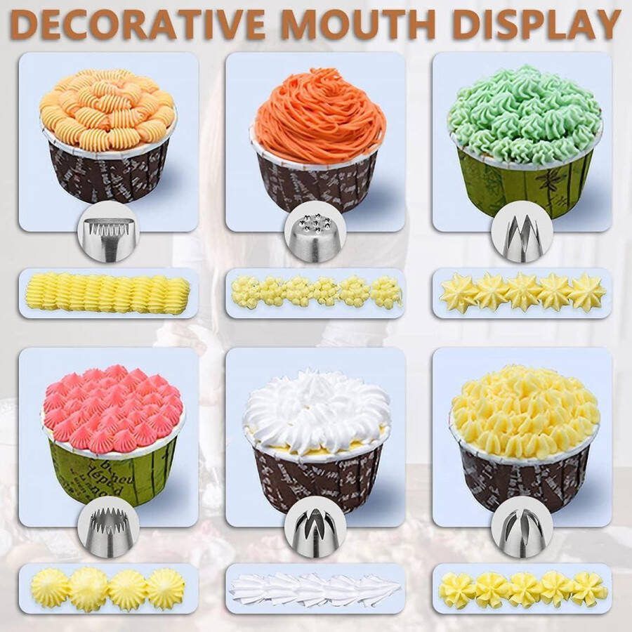 100 stuks grote wegwerpspuitzakken met 6 roestvrijstalen spuitmonden extra dik voor spuitmonden fondant taarten cupcakes wit spuitzakken wegwerp
